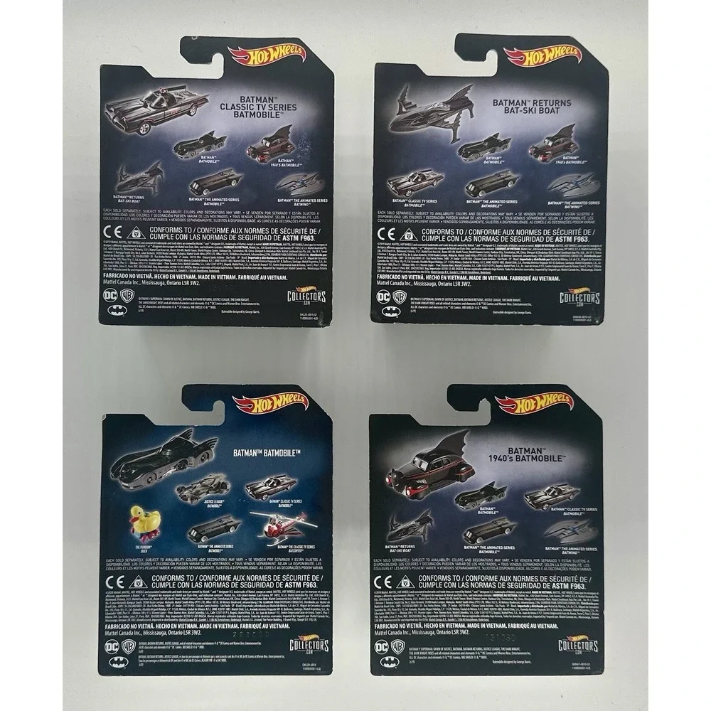Hot Wheels Batman Lot of 4 Batmobile 1989 Bat-Ski Boat TV Series 1940's 1:50 NIB